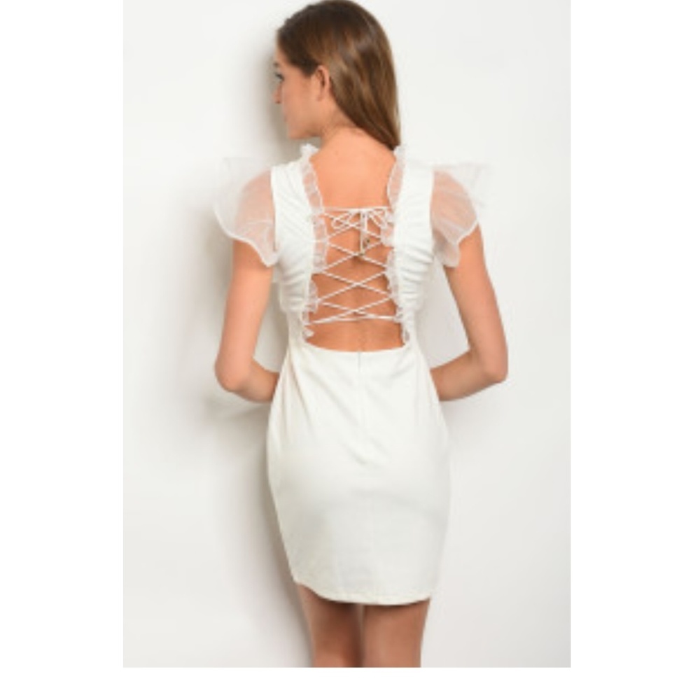 White Ruffle Dress - Picture 2 of 7